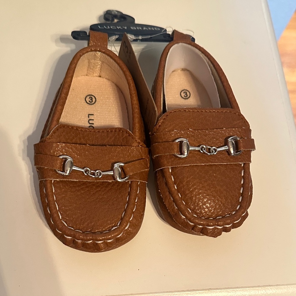 Lucky Brand Brown Kids Moccasins with Silver Accents